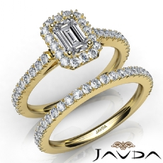 French Pave Halo Bridal Set diamond  18k Gold Yellow