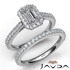 French Pave Halo Bridal Set diamond Ring 14k Gold White