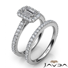 French Pave Halo Bridal Set diamond Ring 14k Gold White