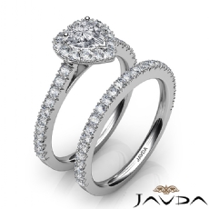Halo French Pave Bridal Set diamond Ring 14k Gold White
