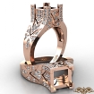 0.7Ct Diamond Antique Engagement Ring Princess Semi Mount 18k Rose Gold - javda.com 