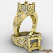 0.7Ct Diamond Antique Engagement Ring Princess Semi Mount 18k Yellow Gold - javda.com 