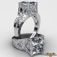 Filigree Design Micro Pave Set diamond Ring 14k Gold White