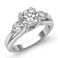 Classic Trellis Three Stone diamond Ring 14k Gold White