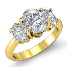 Basket Prong 3 Stone diamond Ring 14k Gold Yellow