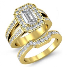 Split Shank Halo Bridal Set diamond Ring 18k Gold Yellow