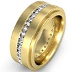 Men's Eternity Wedding Band Channel Set Round Diamond Ring 18k Gold Yellow 1.5Ct