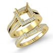 1.35Ct Women's Diamond Engagement Semi Mount & Wedding Band Ring Set 18k Yellow Gold - javda.com 