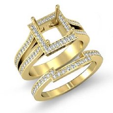 Women's Diamond Engagement Semi Mount & Wedding Band Ring Set 18k Gold Yellow (1.35Ct. tw.)