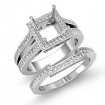 1.35Ct Women's Diamond Engagement Semi Mount & Wedding Band Ring Set 18k White Gold - javda.com 