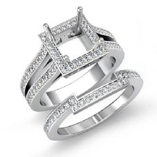 1.35Ct Women's Diamond Engagement Semi Mount & Wedding Band Ring Set 14K Wh Gold