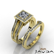 Split Shank Halo Bridal Set diamond  14k Gold Yellow