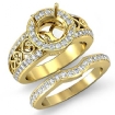 Vintage Diamond Engagement Ring Round Bridal Set 14k Yellow Gold SemiMount 1.52Ct - javda.com 