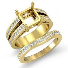 Diamond Engagement Ring Bridal Setting 18k Gold Yellow Princess Semi Mount (1.25Ct. tw.)