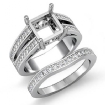 1.25Ct Diamond Engagement Ring Bridal Setting 18k White Gold Princess Semi Mount - javda.com 