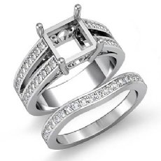 1.25Ct Diamond Engagement Ring Bridal Setting 14K White Gold Princess Semi Mount