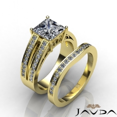 Pave Split Shank Bridal Set diamond  14k Gold Yellow