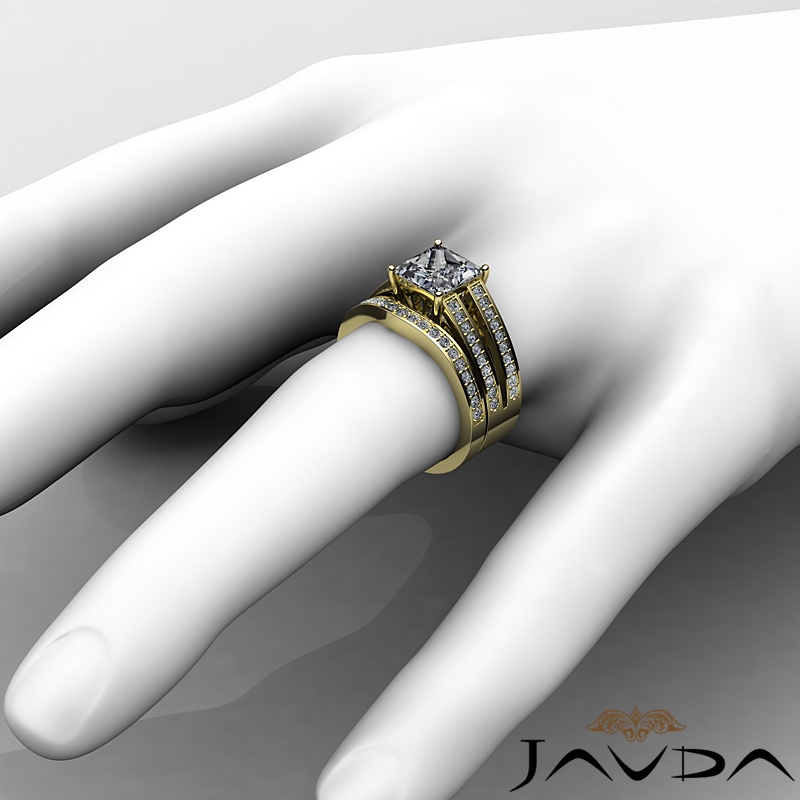 Pave Split Shank Bridal Set diamond Ring 14k Gold Yellow