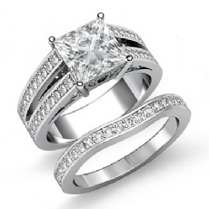 Pave Split Shank Bridal Set diamond  18k Gold White