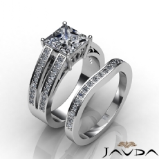 Pave Split Shank Bridal Set diamond Ring 18k Gold White