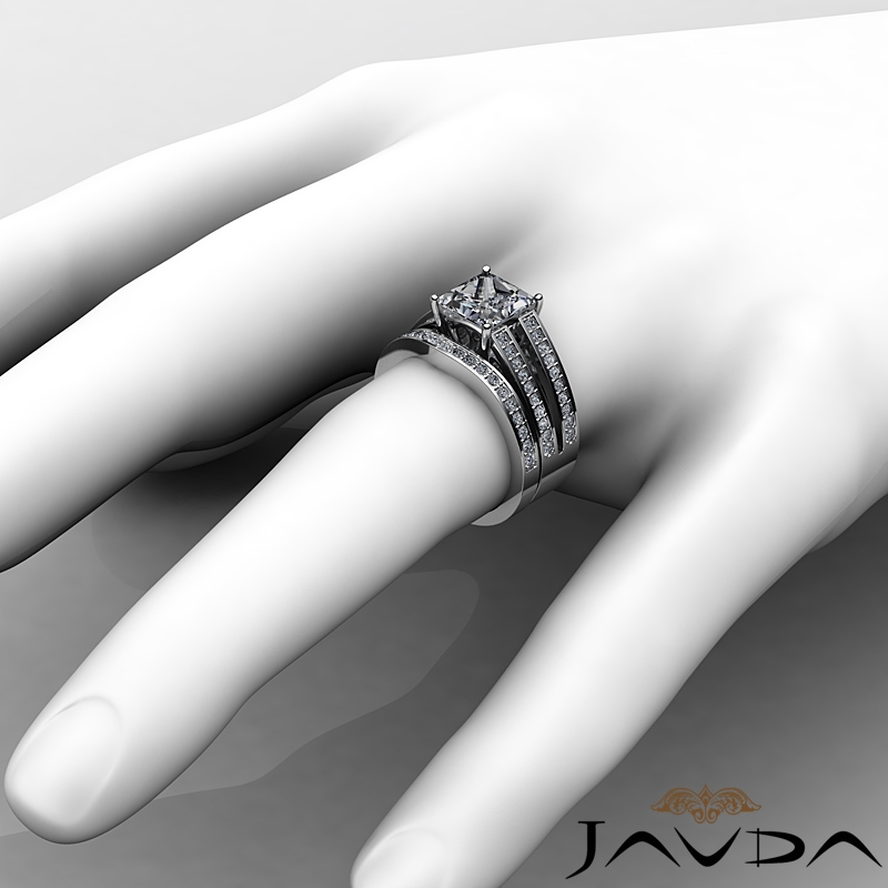 Pave Split Shank Bridal Set diamond Ring 14k Gold White