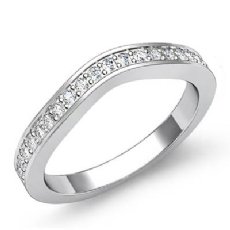 Women's Half Wedding Band 14k White Gold Classic Curve Pave Diamond Ring 0.51Ct