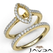French V Cut Pave Diamond Engagement Ring Marquise Bridal Sets 18k Yellow Gold 1.5Ct - javda.com 
