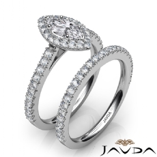French V Cut Pave Bridal Set diamond Ring 14k Gold White