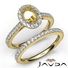 French V Cut Pave Diamond Engagement Ring Oval Bridal Sets 14k Gold Yellow  (1.5Ct. tw.)