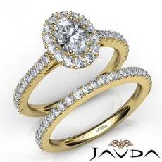 Halo Bridal Set French Pave diamond Ring 14k Gold Yellow