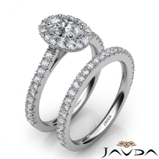 Halo Bridal Set French Pave diamond Ring 14k Gold White
