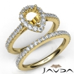 French V Cut Pave Diamond Engagement Ring Pear Bridal Sets 14k Yellow Gold 1.5Ct - javda.com 