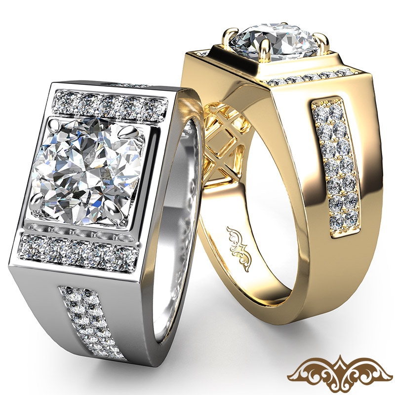 4 Prong Micro Pave Set Wedding diamond  18k Gold Yellow