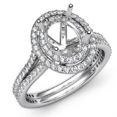 1.5Ct Diamond Vintage Engagement Halo Setting Ring Oval 14K White Gold