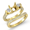 1.5Ct Round Diamond 3 Stone Engagement Ring Bridal Set 18k Yellow Gold Semi Mount - javda.com 