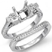 1.5Ct Round Diamond 3 Stone Engagement Ring Bridal Set Platinum 950 Semi Mount