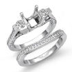 1.5Ct Round Diamond 3 Stone Engagement Ring Bridal Set 18k White Gold Semi Mount - javda.com 