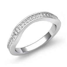 Classic Curve Pave Diamond Women's Half Wedding Band Ring 14k White Gold 0.51Ct