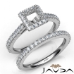 French V Cut Pave Diamond Engagement Ring Princess Bridal Sets Platinum 950 1.5Ct - javda.com 