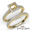 French V Cut Pave Diamond Engagement Ring Princess Bridal Sets 18k Yellow Gold 1.5Ct - javda.com 