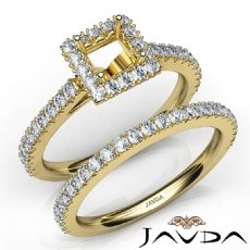 French V Cut Pave Diamond Engagement Ring Princess Bridal Sets 14k Gold Yellow  (1.5Ct. tw.)