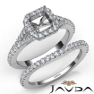 U Prong Diamond Engagement Ring Asscher Semi Mount Bridal Set 14k White Gold 0.8Ct - javda.com 