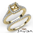 U Prong Diamond Engagement Ring Asscher Semi Mount Bridal Set 14k Yellow Gold 1.25Ct - javda.com 