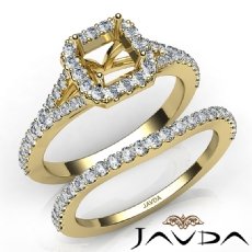 U Prong Diamond Engagement Ring Asscher Semi Mount Bridal Set 14k Gold Yellow  (0.8Ct. tw.)