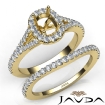 U Prong Diamond Engagement Ring Cushion Semi Mount Bridal Set 14k Yellow Gold 0.8Ct - javda.com 