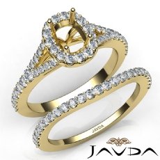 U Prong Diamond Engagement Ring Cushion Semi Mount Bridal Set 14k Gold Yellow  (0.8Ct. tw.)