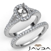 U Prong Diamond Engagement Ring Cushion Semi Mount Bridal Set 18k White Gold 0.8Ct - javda.com 