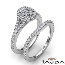 U Cut Halo Pave Bridal Set diamond Ring 14k Gold White
