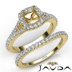 U Prong Diamond Engagement Cushion Semi Mount Ring Bridal Set 18k Yellow Gold 0.8Ct - javda.com 