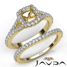 U Prong Diamond Engagement Cushion Semi Mount Ring Bridal Set 14k Gold Yellow  (0.8Ct. tw.)